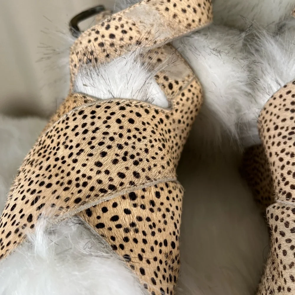 Leopard Print Platform Sandals with Faux Fur